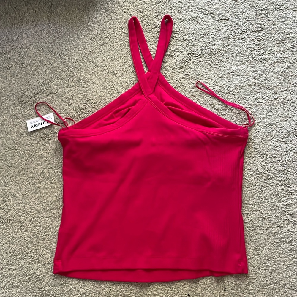 Deleting 4/30 NWT Old Navy Magenta Pink Halter Top with Shelf Bra Size XL Petite